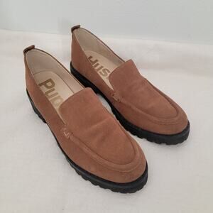 Hush‎ Puppies Lucy Penny Loafer Dark Chestnut Suede Brown Driver Sz 8.5 Preppy